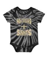 Newborn and Infant Boys Girls Black, White New Orleans Saints Monterey Tie-Dye 2-Pack Bodysuit Set