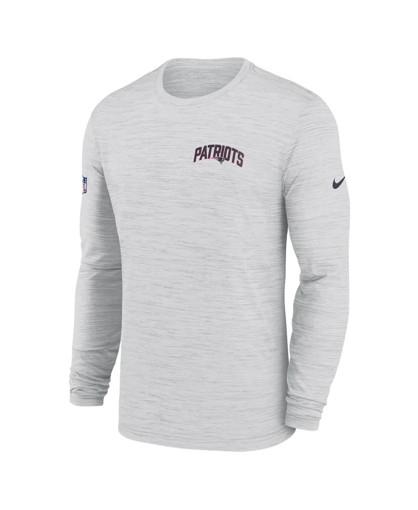 Men's Nike White New England Patriots Velocity Athletic Stack Performance Long Sleeve T-shirt