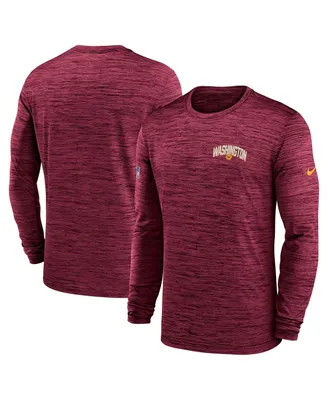 Men's Nike Burgundy Washington Football Team Velocity Athletic Stack Performance Long Sleeve T-shirt