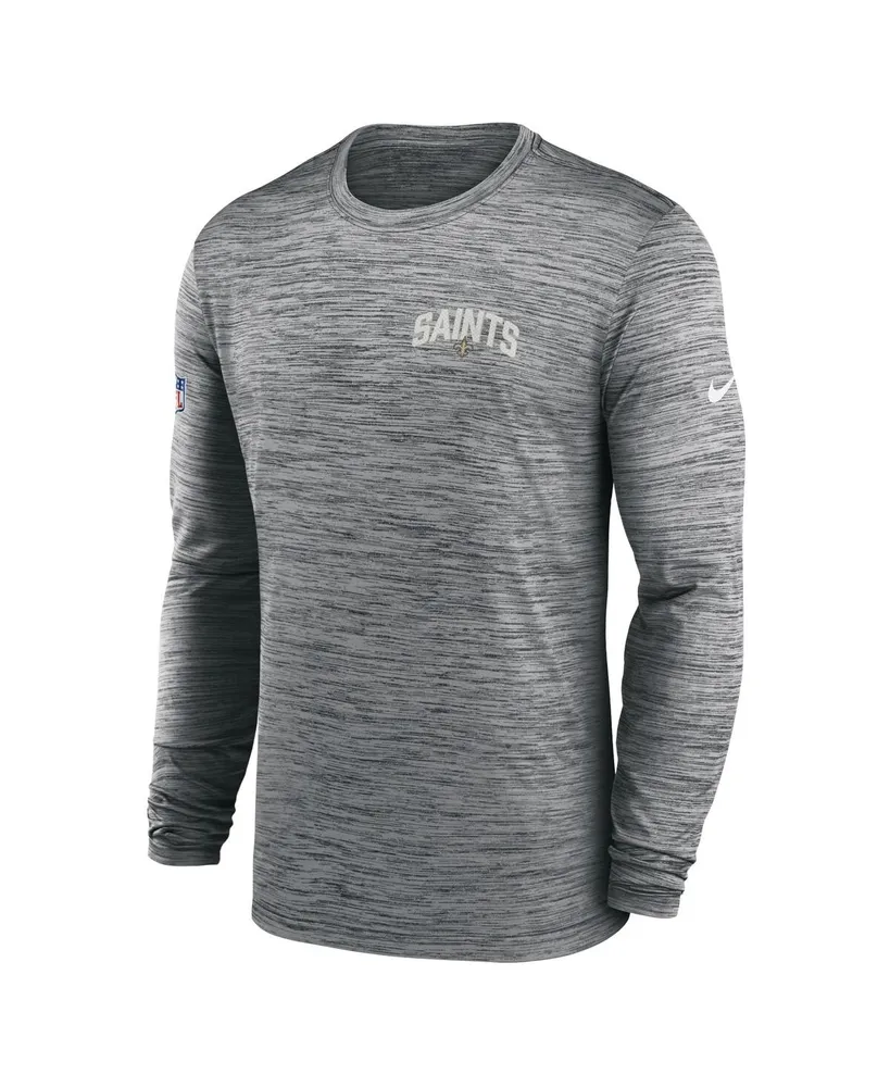 Men's Nike Gray New Orleans Saints Velocity Athletic Stack Performance Long Sleeve T-shirt