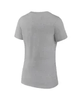 Women's Fanatics Heathered Gray Washington Commanders Primary Logo V-Neck T-shirt