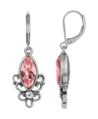 2028 Pewter Pink Filigree Drop Earring