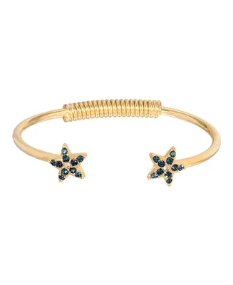 2028 Gold-Tone Crystal Dark Blue Star Spring Bracelet