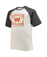 Men's Fanatics Oatmeal, Heathered Charcoal Washington Commanders Big and Tall Wordmark Raglan T-shirt