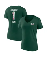 Women's Fanatics Green Green Bay Packers Plus Size Mother's Day #1 Mom V-Neck T-shirt