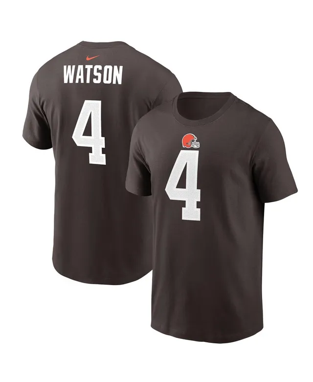 Women's Majestic Threads Deshaun Watson Cream/Brown Cleveland Browns Name &  Number Raglan 3/4 Sleeve T-Shirt