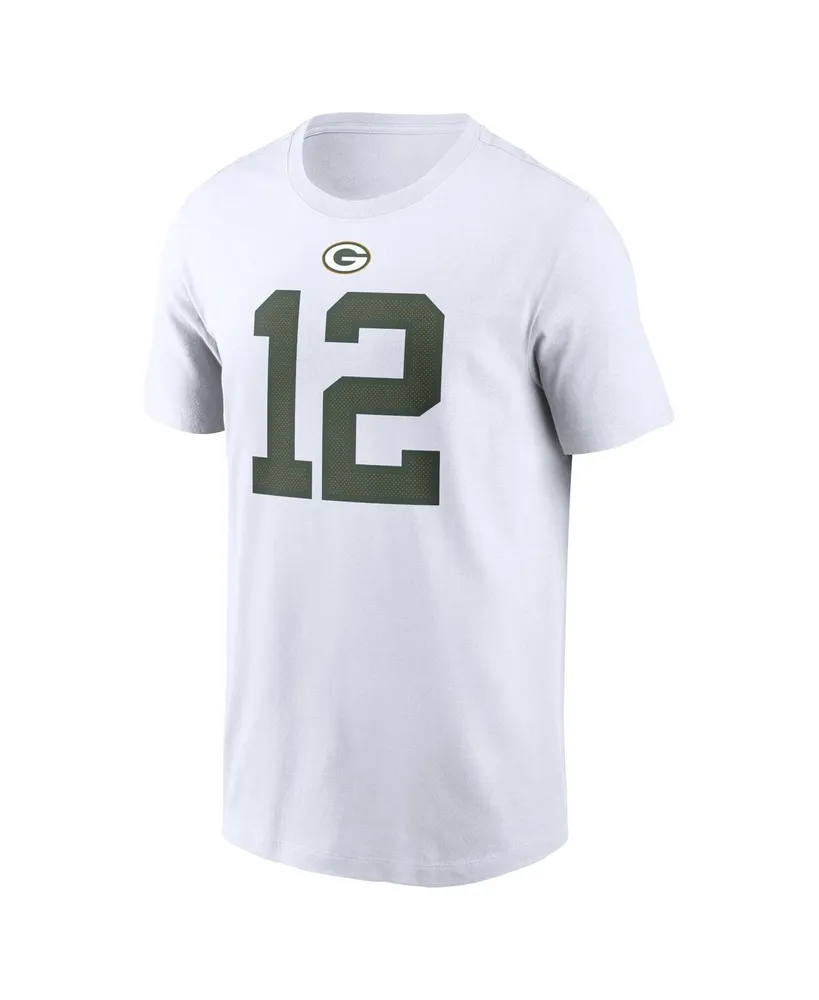 Men's Nike Aaron Rodgers White Green Bay Packers Player Name and Number T-shirt