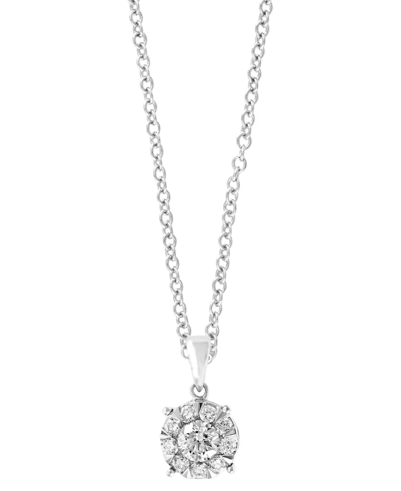 Effy Diamond Halo 18" Pendant Necklace (1/2 ct. t.w.) in 14k White Gold