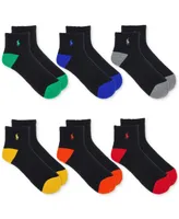 Polo Ralph Lauren Men's 6-Pk. Performance Colored Heel Toe Quarter Socks