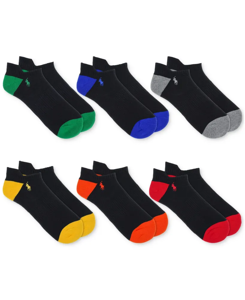 Polo Ralph Lauren Men's Men's 6-Pk. Performance Colored Heel Toe Low Cut Socks