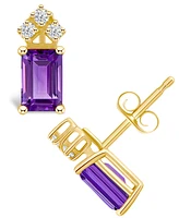 Amethyst (1-1/ ct. t.w.) and Diamond (1/8 Stud Earrings 14K White Gold or Yellow