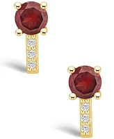 Macy's Garnet (2-1/5 ct. t.w.) and Diamond (1/8 ct. t.w.) Stud Earrings in 14K Yellow Gold