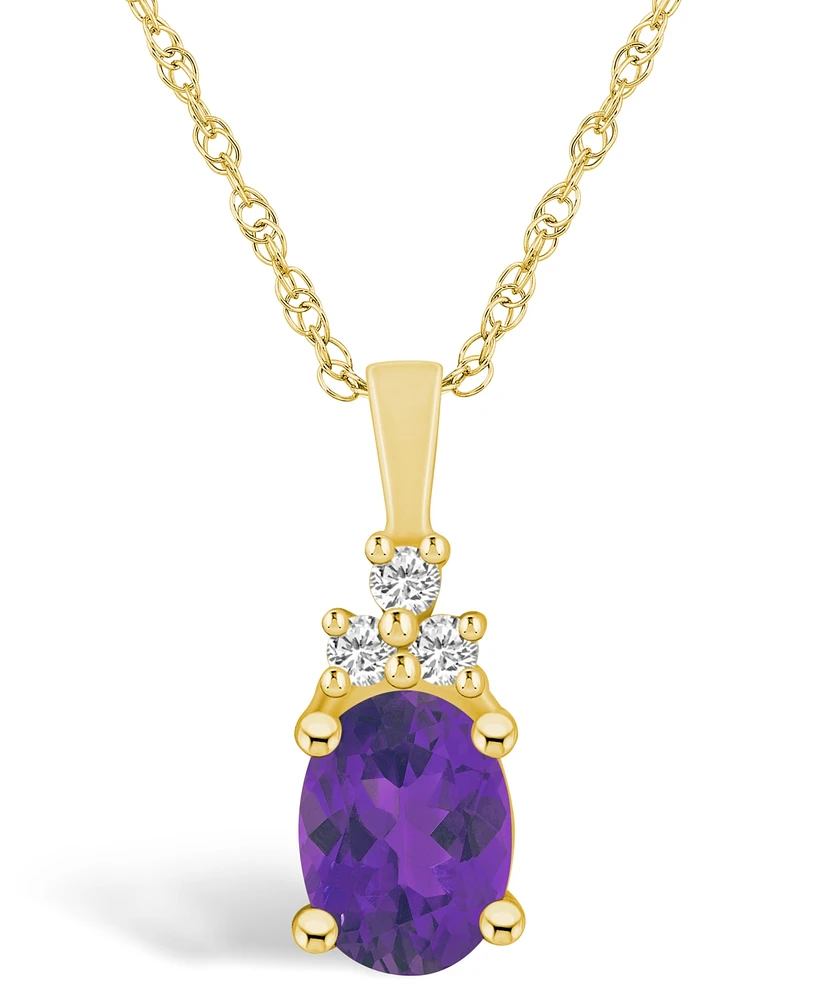 Macy's Amethyst (1-1/5 Ct. T.w.) and Diamond (1/10 Ct. T.w.) Pendant Necklace in 14K Yellow Gold
