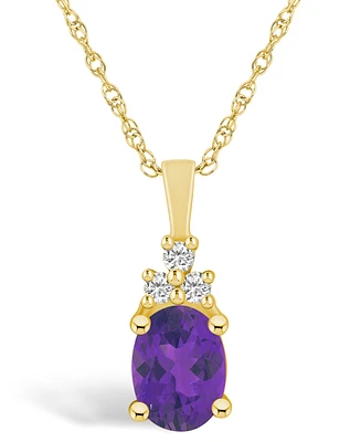 Macy's Amethyst (1-1/5 Ct. T.w.) and Diamond (1/10 Ct. T.w.) Pendant Necklace in 14K Yellow Gold