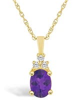 Macy's Amethyst (1-1/5 Ct. T.w.) and Diamond (1/10 Ct. T.w.) Pendant Necklace in 14K Yellow Gold