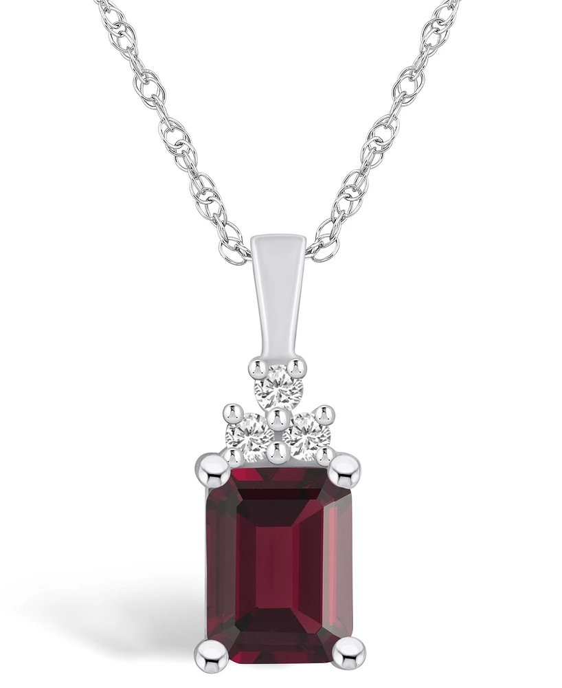 Macy's Garnet (2 Ct. T.w.) and Diamond (1/10 Ct. T.w.) Pendant Necklace in 14K Gold