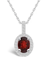 Macy's Garnet (1-1/2 Ct. T.w.) and Diamond (1/4 Ct. T.w.) Halo Pendant Necklace in 14K Gold