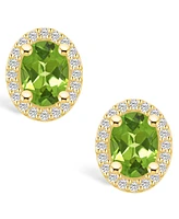 Macy's Peridot (2-3/4 ct. t.w.) and Diamond (3/8 ct. t.w.) Halo Stud Earrings in 14K Yellow Gold