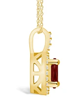 Macy's Garnet (1-1/2 Ct. T.w.) and Diamond (1/4 Ct. T.w.) Halo Pendant Necklace in 14K Yellow Gold