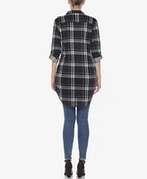 White Mark Women's Plaid Tunic Top Shirt