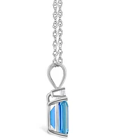 Blue Topaz (3 ct. t.w.) and Diamond Accent Pendant Necklace 14K Yellow Gold or White