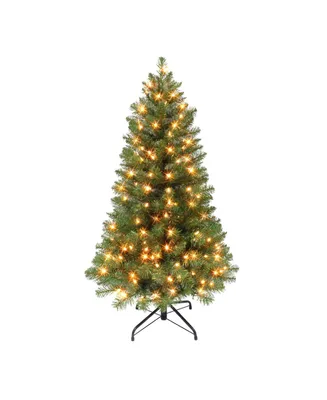 4.5' Pre-Lit Virginia Pine Tree with 200 Underwriters Laboratories Clear Incandescent Lights, 316 Tips
