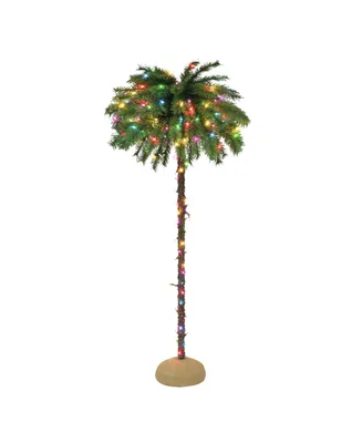 6' Pre-Lit Palm Tree with 150 Underwriters Laboratories Multi Color Incandescent Lights, 70 Tips