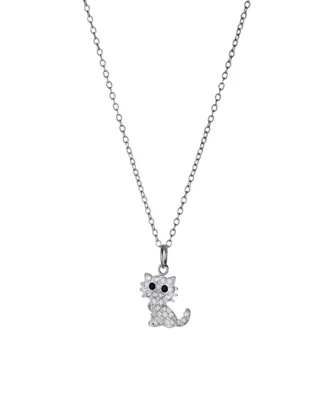 Giani Bernini Crystal Cat Pendant Necklace (0.11 ct. t.w.) in Sterling Silver