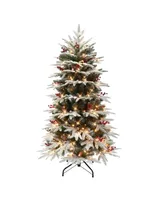 Puleo 4.5FT Pre-Lit Slim Flocked Hartford Fir Tree