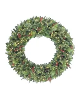 72" Pre-Lit Rocky Mountain Spruce Wreath with 500 Underwriters Laboratories Warm White Led Lights, 1350 Tips