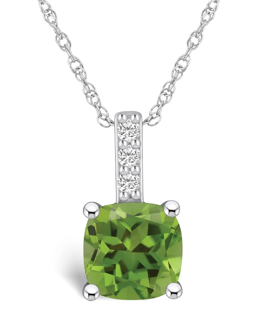 Macy's Peridot (-/ Ct. T.w.) and Diamond Accent Pendant Necklace in 14K Gold