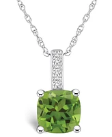 Macy's Peridot (-/ Ct. T.w.) and Diamond Accent Pendant Necklace in 14K Gold