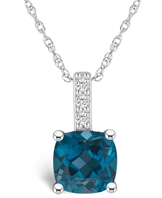 Macy's London Blue Topaz (-/ Ct. T.w.) and Diamond Accent Pendant Necklace in 14K Gold