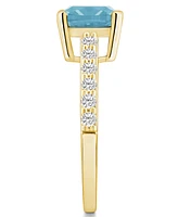 Macy's Aquamarine (2 Ct. T.w.) and Diamond (1/3 Ring 14K Yellow Gold