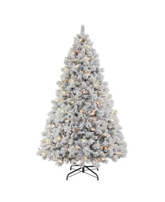 9' Pre-Lit Flocked Christmas Tradition Pine Tree with 900 Underwriters Laboratories Clear Incandescent Lights, 2325 Tips