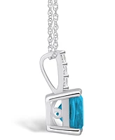 Macy's Blue Topaz (-/ Ct. T.w.) and Diamond Accent Pendant Necklace in 14K Gold