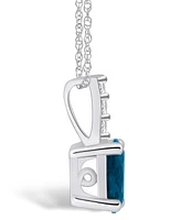 Macy's London Blue Topaz (1-5/8 Ct. T.w.) and Diamond Accent Pendant Necklace in 14K Gold