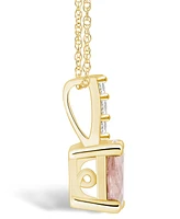 Macy's Morganite (1-1/7 Ct. T.w.) and Diamond Accent Pendant Necklace in 14K Yellow Gold