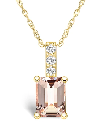 Macy's Morganite (1-3/8 Ct. T.w.) and Diamond Accent Pendant Necklace in 14K Yellow Gold