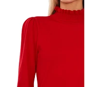 CeCe Women's Mock Neck Long Sleeve Sweater