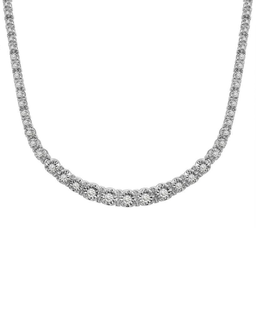 Wrapped in Love Diamond Graduated 17" Collar Necklace (1 ct. t.w.) in Sterling Silver, Created for Macy's