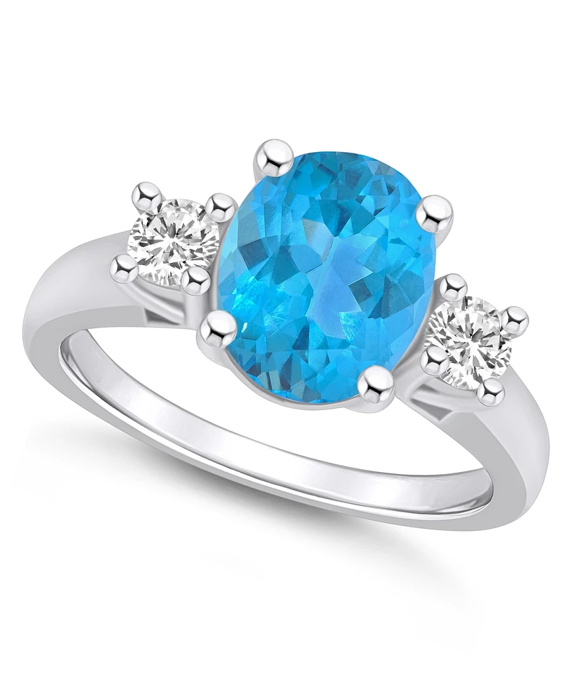 Macy's Blue Topaz and Diamond Ring (3-5/8 ct.t.w 1/3 ct.t.w) 14K Gold