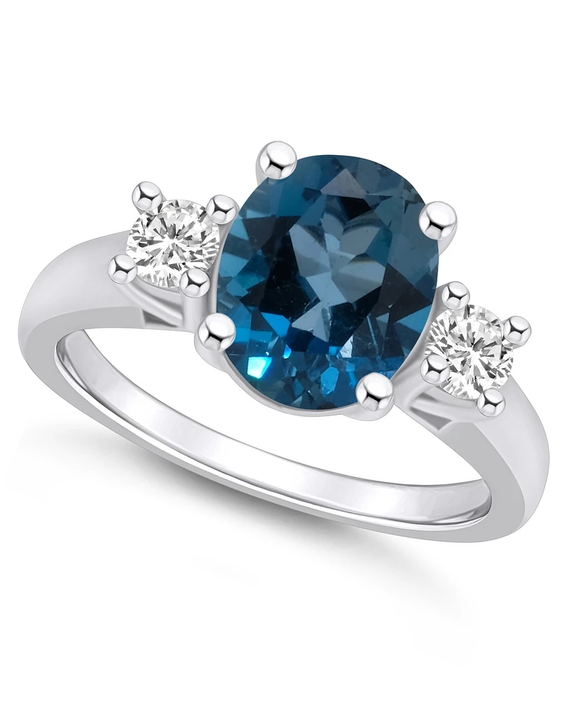 Macy's London Blue Topaz and Diamond Ring (3-5/8 ct.t.w 1/3 ct.t.w) 14K Gold