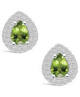 Macy's Peridot (1-5/8 ct. t.w.) and Diamond (5/8 ct. t.w.) Halo Stud Earrings in 14K Gold