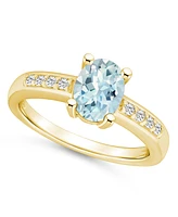 Macy's Aquamarine and Diamond Ring (1- 1/7 ct.t.w 1/8 ct.t.w) 14K Yellow Gold