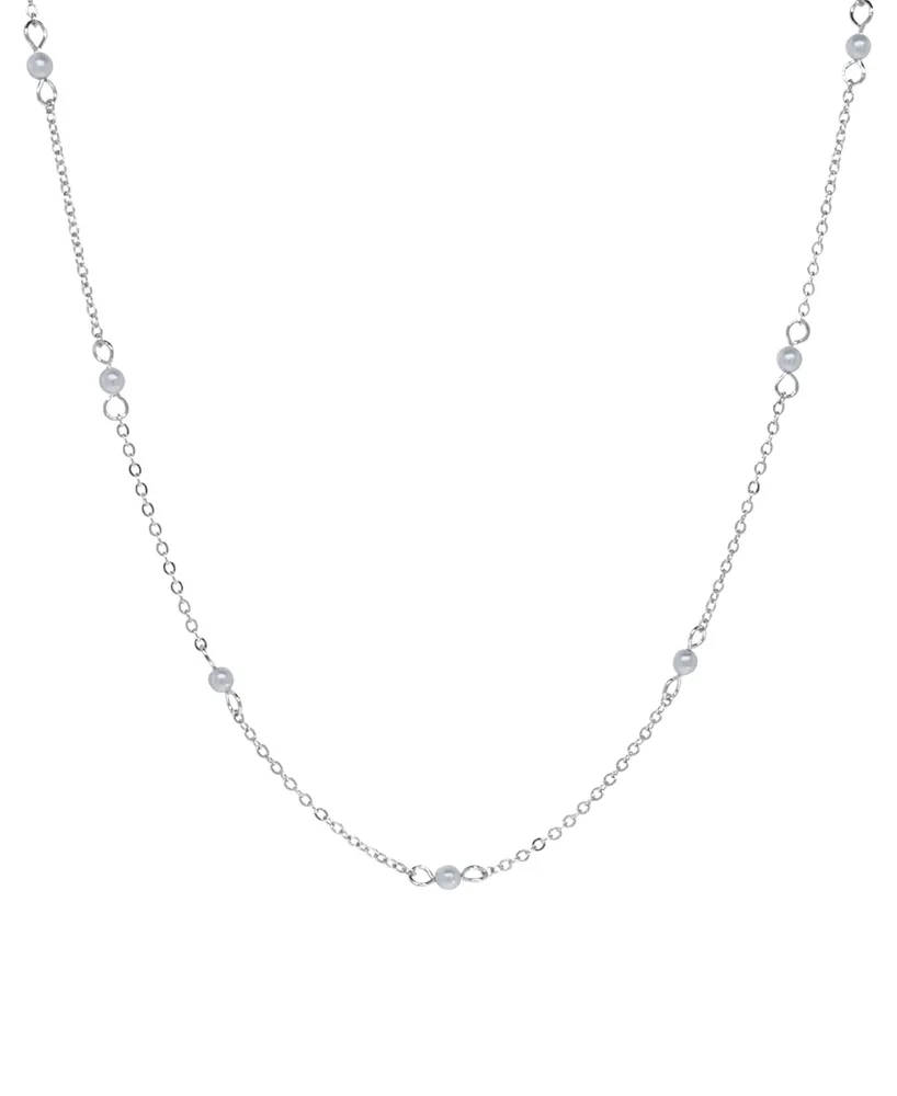 2028 Silver-Tone Gray Imitation Pearl Chain Necklace