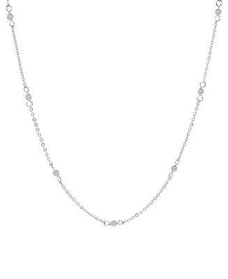 2028 Silver-Tone Gray Imitation Pearl Chain Necklace
