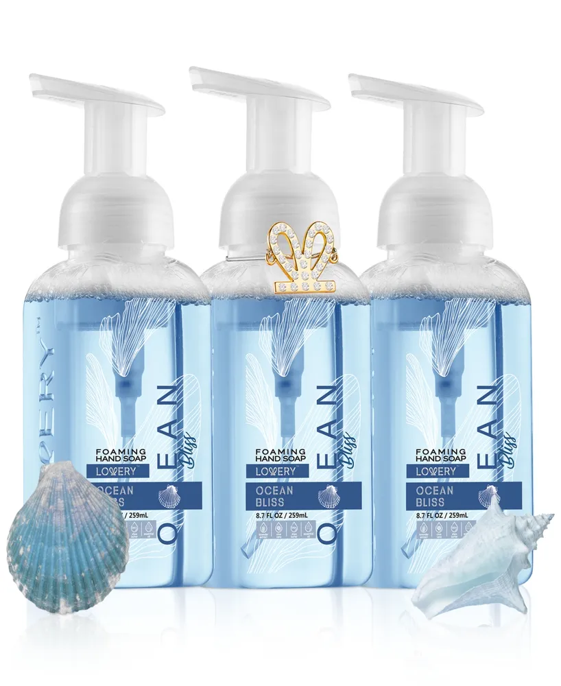 Lovery Hand Foaming Soap in Ocean Bliss, Moisturizing Hand Soap with Flawless Crystal Heart Bracelet