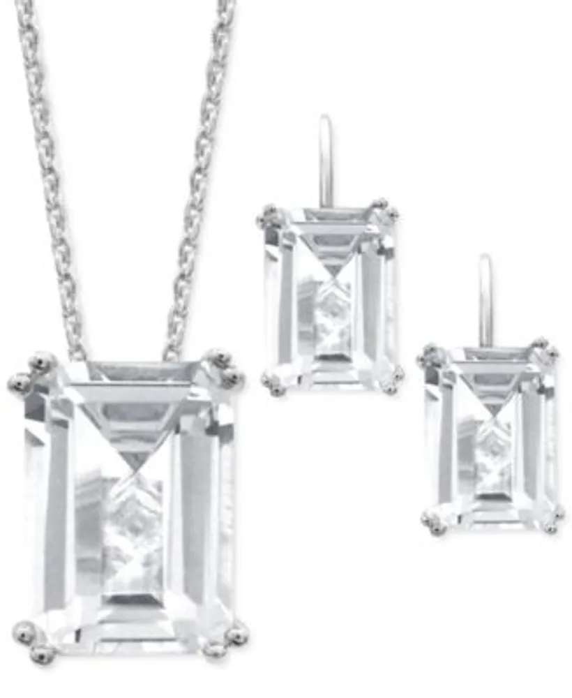 White Quartz Emerald Cut Jewelry Collection In Sterling Silver