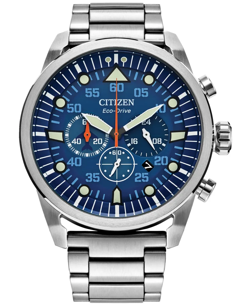 Citizen Eco-Drive Men's Chronograph Avion Weekender Stainless Steel Bracelet Watch 45mm